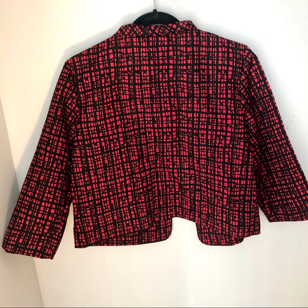 Ruby Rd. Red White Cropped Swing Jacket 6 - Picture 3 of 4